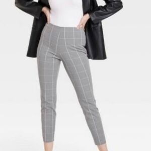 A New Day Ladies Gray Stripe Side-Zip Skinny Ankle Pants 8